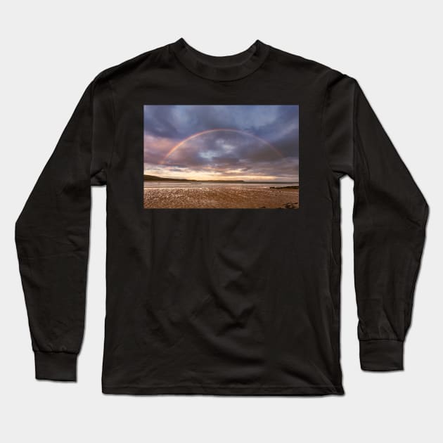 Oxwich Bay Rainbow, Gower Long Sleeve T-Shirt by dasantillo